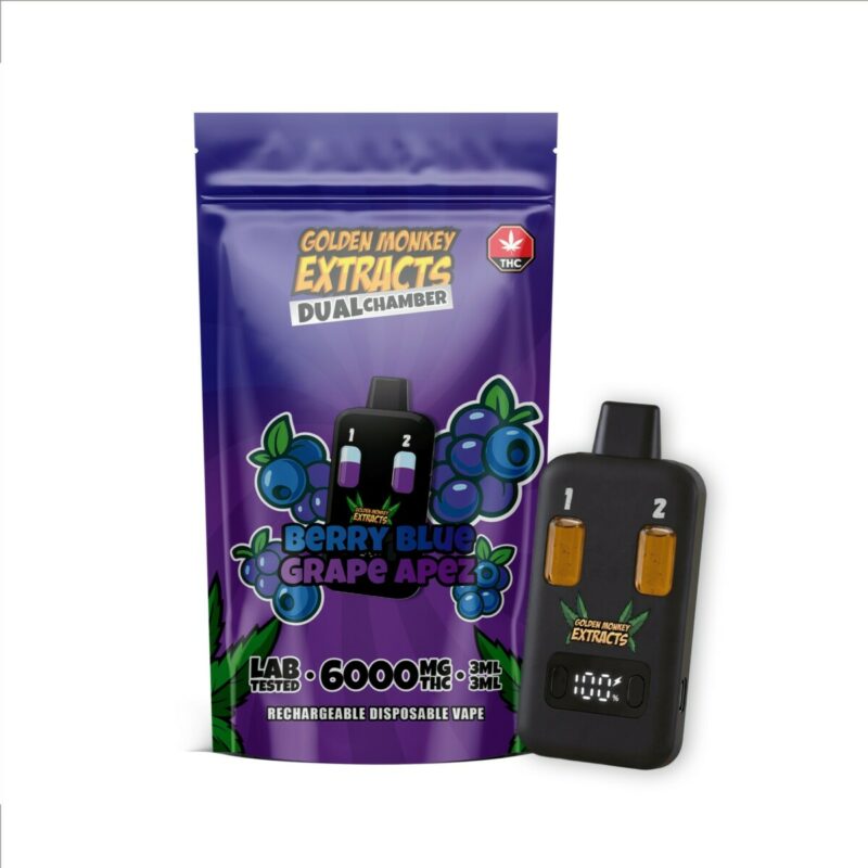 Golden Monkey Extracts Dual Chamber Disposable Vape – 6g - Berry Blue × Grape Apez